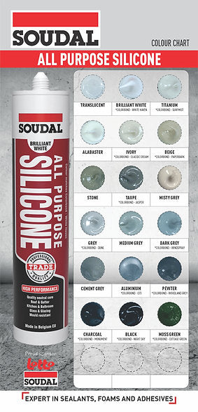 Soudal All Purpose Neutral Cure Silicone Sealant 12 x 300ml Cartridge