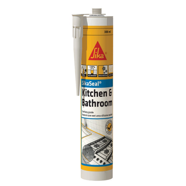 SikaSeal Kitchen and Bathroom Silicone Sealant 12 x 300ml Ctg
